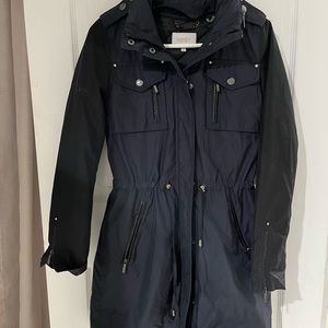 Laundry Shelli Segal tie waist coat jacket trench navy & black XS 0 - Fabulous!